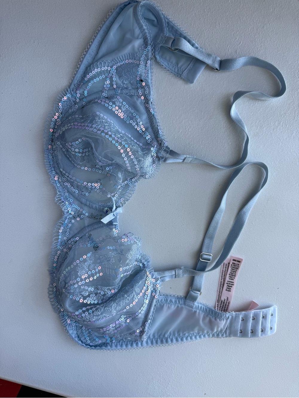Victoria's Secret Light Blue Sequin Lace Underwire Bra